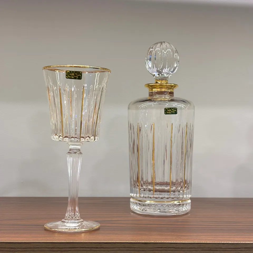 طقم شربات تيم لس قاروره عريضه دهبىY- 24k