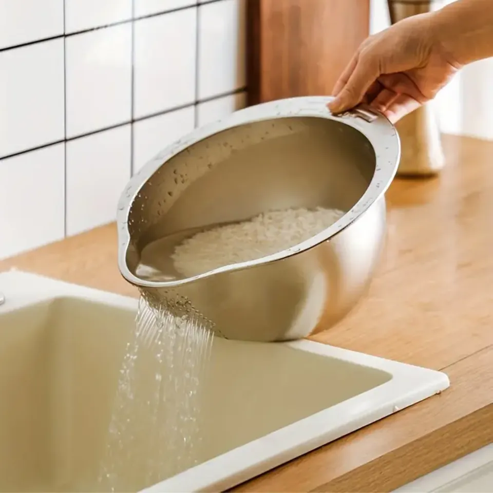معيار ومصفي غسيل ارز استانلس